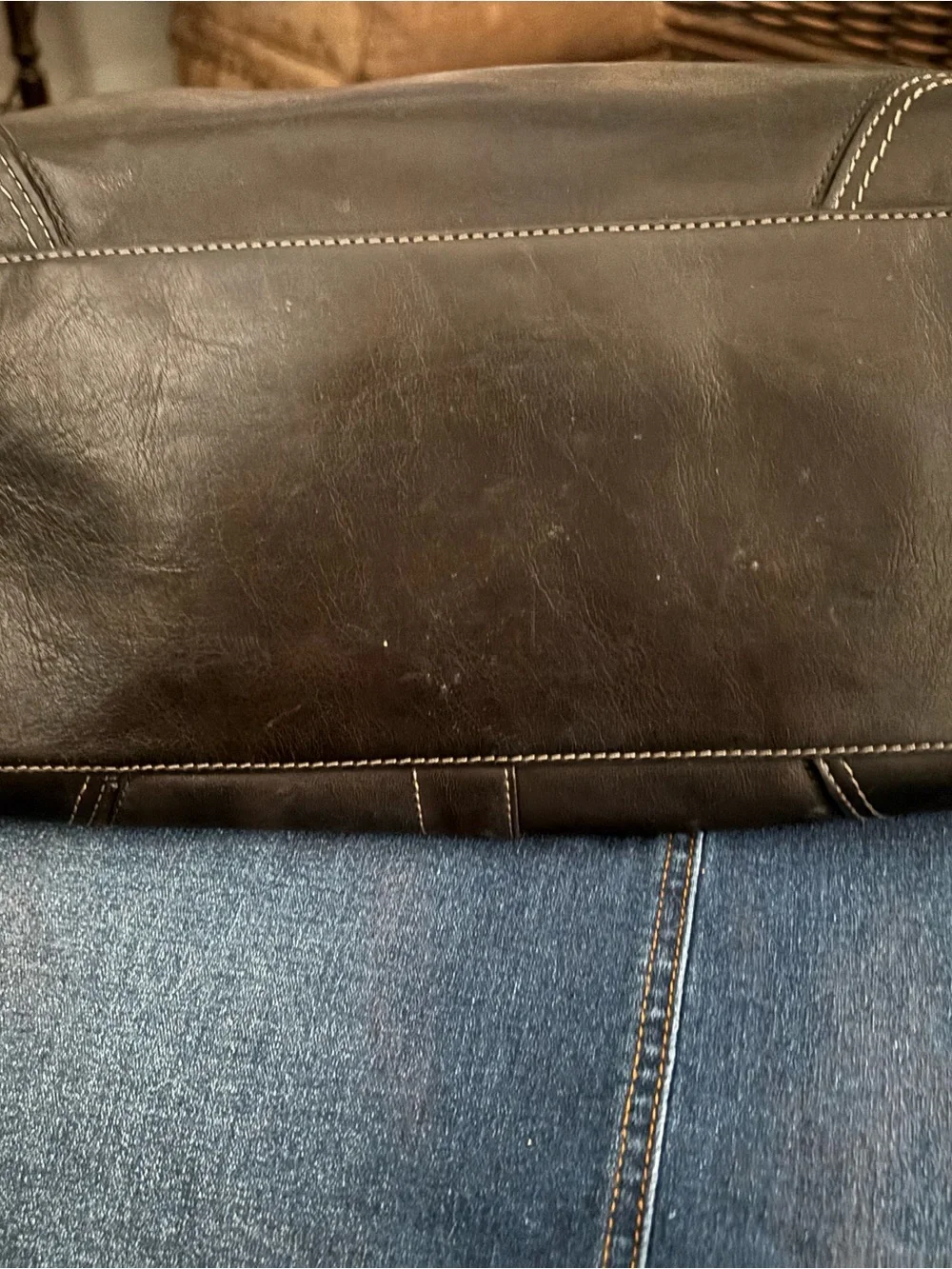 Coach Hampton’s Black Leather  Bag with Contrast Stitching